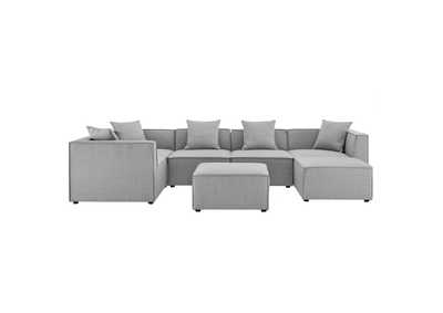 Image for Gray Saybrook Outdoor Patio Upholstered 7-Piece Sectional Sofa
