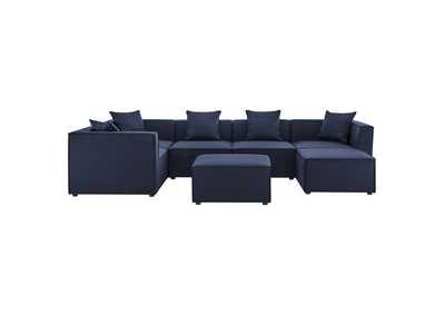 Image for Navy Saybrook Outdoor Patio Upholstered 7-Piece Sectional Sofa