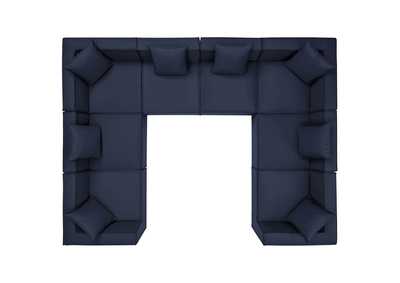 Image for Navy Saybrook Outdoor Patio Upholstered 8-Piece Sectional Sofa