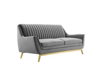 Image for Gray Winsome Channel Tufted Performance Velvet Sofa
