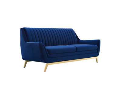 Image for Navy Winsome Channel Tufted Performance Velvet Sofa