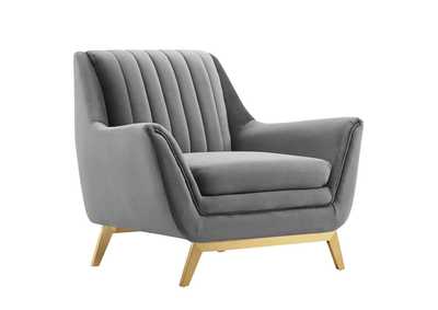 Image for Gray Winsome Channel Tufted Performance Velvet Arm Chair