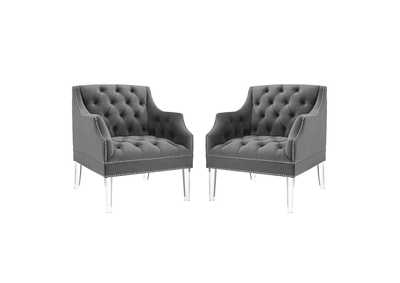 Image for Gray Proverbial Arm Chair Performance Velvet [Set of 2]