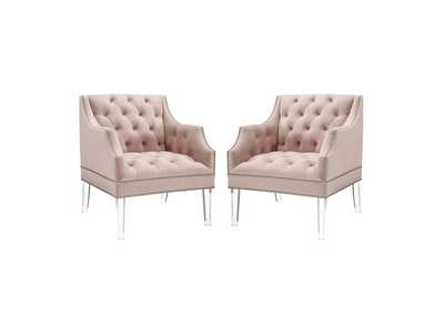 Image for Pink Proverbial Arm Chair Performance Velvet [Set of 2]