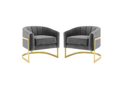 Image for Gray Esteem Accent Arm Chair Performance Velvet [Set of 2]