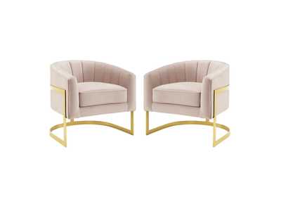 Image for Pink Esteem Accent Arm Chair Performance Velvet [Set of 2]