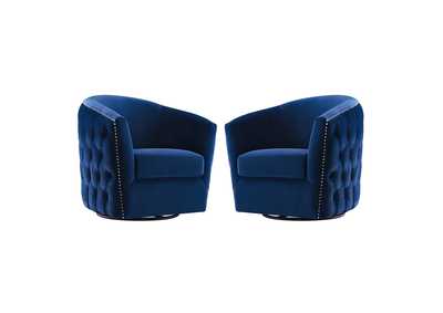 Image for Navy Rogue Arm Chair Performance Velvet [Set of 2]