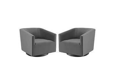 Image for Gray Twist Swivel Chair Performance Velvet [Set of 2]