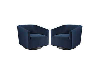 Image for Midnight Blue Twist Swivel Chair Performance Velvet [Set of 2]