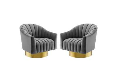 Image for Gray Buoyant Swivel Chair Performance Velvet [Set of 2]