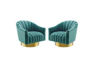 Image for Teal Buoyant Swivel Chair Performance Velvet [Set of 2]