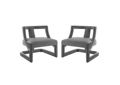 Image for Gray Requisite Arm Chair Performance Velvet [Set of 2]