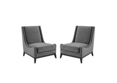 Image for Gray Confident Lounge Chair Upholstered Performance Velvet [Set of 2]