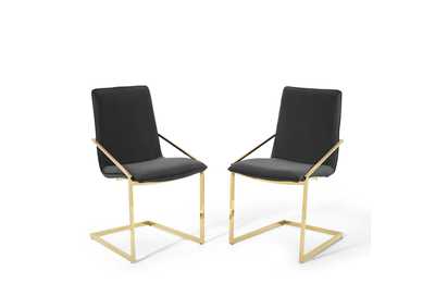 Image for Gold Black Pitch Arm Dining Chair Performance Velvet [Set of 2]