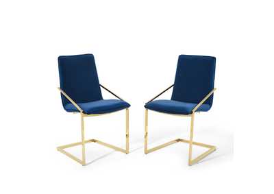 Image for Gold Navy Pitch Arm Dining Chair Performance Velvet [Set of 2]