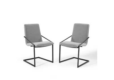 Image for Black Light Gray Pitch Arm Dining Chair Upholstered Fabric [Set of 2]