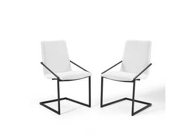 Image for Black White Pitch Arm Dining Chair Upholstered Fabric [Set of 2]