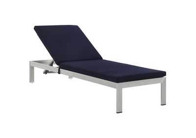 Image for Silver Navy Shore Outdoor Patio Aluminum Chaise with Cushions