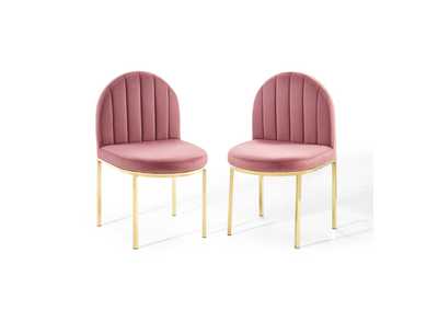 Image for Gold Dusty Rose Isla Dining Side Chair Performance Velvet [Set of 2]