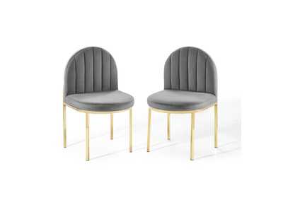 Image for Gold Gray Isla Dining Side Chair Performance Velvet [Set of 2]