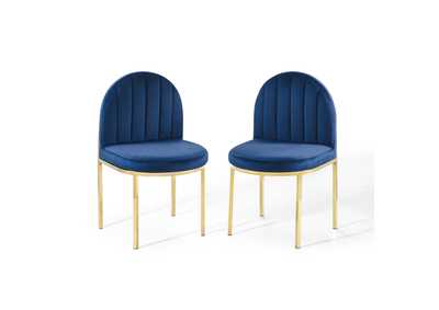 Image for Gold Navy Isla Dining Side Chair Performance Velvet [Set of 2]