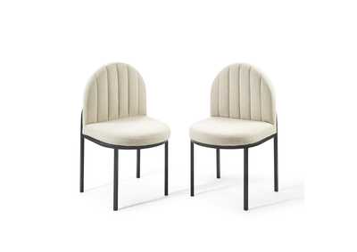 Image for Black Beige Isla Dining Side Chair Upholstered Fabric [Set of 2]