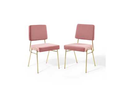Image for Gold Dusty Rose Craft Dining Side Chair Performance Velvet [Set of 2]