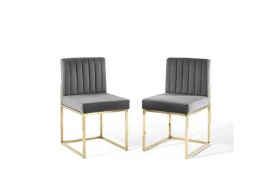 Image for Gold Charcoal Carriage Dining Chair Performance Velvet [Set of 2]