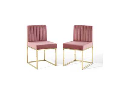 Image for Gold Dusty Rose Carriage Dining Chair Performance Velvet [Set of 2]
