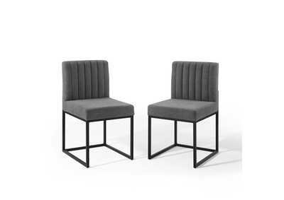 Image for Black Charcoal Carriage Dining Chair Upholstered Fabric [Set of 2]
