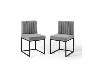 Image for Black Light Gray Carriage Dining Chair Upholstered Fabric [Set of 2]