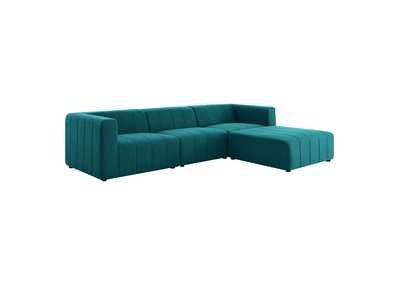Image for Teal Bartlett Upholstered Fabric 4-Piece Sectional Sofa