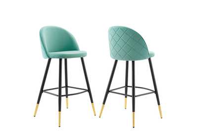 Image for Cordial Performance Velvet Bar Stools - Set of 2