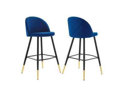 Image for Cordial Performance Velvet Bar Stools - Set of 2