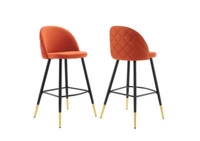 Image for Cordial Performance Velvet Bar Stools - Set of 2