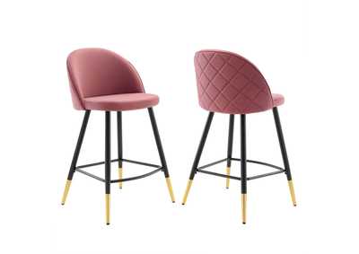 Image for Cordial Performance Velvet Counter Stools - Set of 2