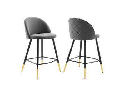 Image for Cordial Performance Velvet Counter Stools - Set of 2