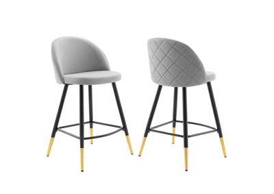 Image for Cordial Performance Velvet Counter Stools - Set of 2