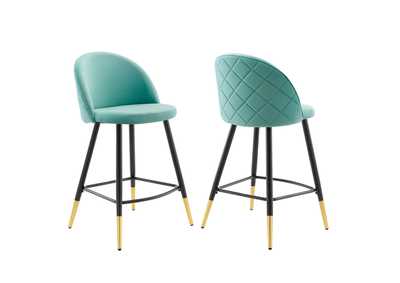 Image for Cordial Performance Velvet Counter Stools - Set of 2