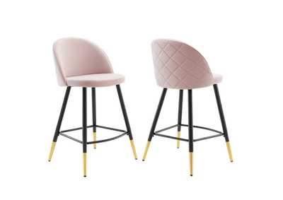 Image for Cordial Performance Velvet Counter Stools - Set of 2