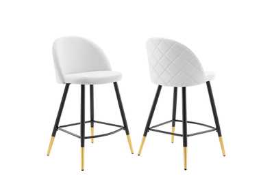 Image for Cordial Performance Velvet Counter Stools - Set of 2