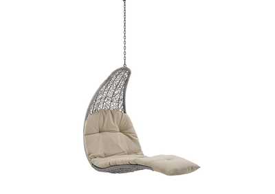 Image for Light Gray Beige Landscape Outdoor Patio Hanging Chaise Lounge Outdoor Patio Swing Chair