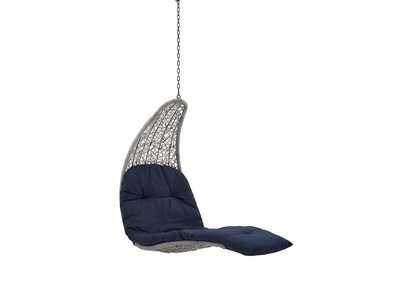 Image for Light Gray Navy Landscape Outdoor Patio Hanging Chaise Lounge Outdoor Patio Swing Chair