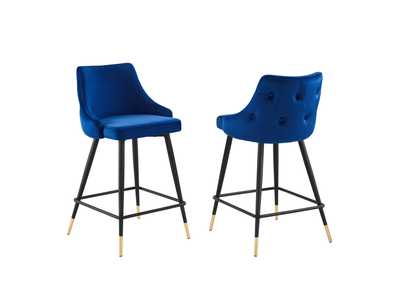Image for Navy Adorn Performance Velvet Counter Stool [Set of 2]