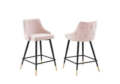 Image for Pink Adorn Performance Velvet Counter Stool [Set of 2]
