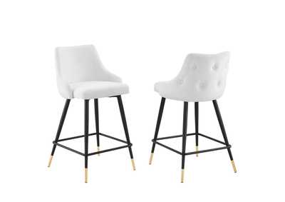 Image for White Adorn Performance Velvet Counter Stool [Set of 2]