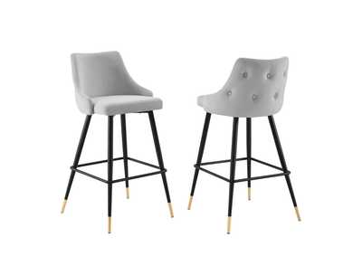 Image for Light Gray Adorn Performance Velvet Bar Stool [Set of 2]