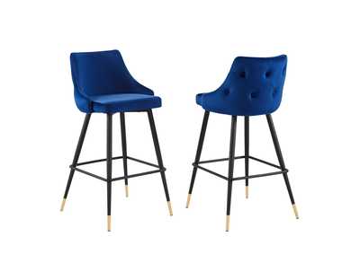Image for Navy Adorn Performance Velvet Bar Stool [Set of 2]