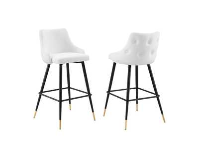 Image for White Adorn Performance Velvet Bar Stool [Set of 2]