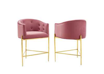Image for Dusty Rose Savour Tufted Performance Velvet Counter Stool [Set of 2]